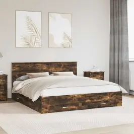 Gultas Rāmis Dūmaka Ozols 180 X 200 Cm Inženierijas Koks Vidaxl