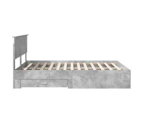 Gultas Rāmis Betona Pelēks 150 X 200 Cm Inženierijas Koks Vidaxl