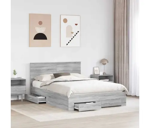 Lovos Rėmas Pilkas Sonoma 150 X 200 Cm Apdirbta Mediena