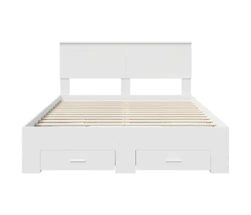 Gultas Rāmis Ar Atvilktni Balts 140 X 190 Cm Inženierijas Koks Vidaxl