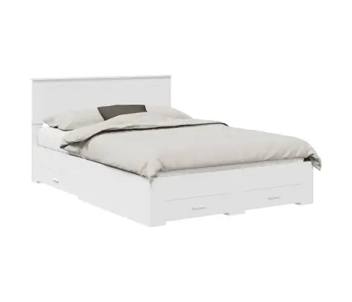 Gultas Rāmis Ar Atvilktni Balts 140 X 190 Cm Inženierijas Koks Vidaxl