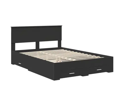 Gultas Rāmis Ar Atvilktni Melna 140 X 190 Cm Inženierijas Koks Vidaxl