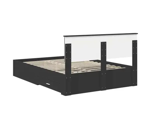 Gultas Rāmis Ar Atvilktni Melna 140 X 190 Cm Inženierijas Koks Vidaxl