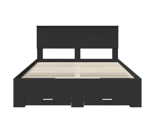 Gultas Rāmis Ar Atvilktni Melna 140 X 190 Cm Inženierijas Koks Vidaxl