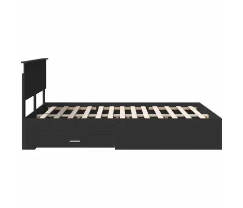 Gultas Rāmis Ar Atvilktni Melna 140 X 190 Cm Inženierijas Koks Vidaxl