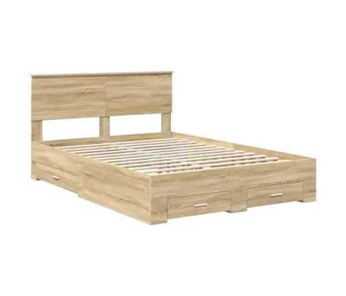 Gultas Rāmis Sonoma Ozols 140 X 190 Cm Inženierijas Koks Vidaxl