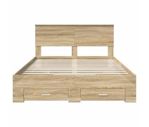 Gultas Rāmis Sonoma Ozols 140 X 190 Cm Inženierijas Koks Vidaxl