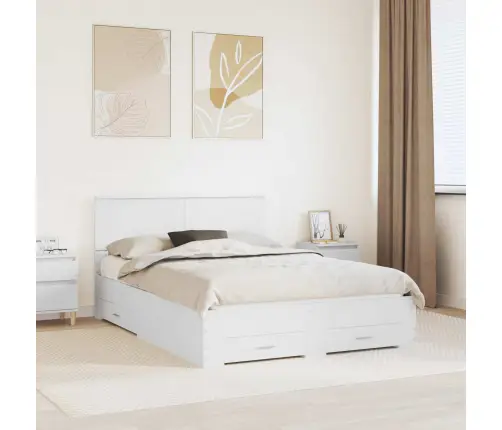 Gultas Rāmis Ar Atvilktni Balts 140 X 200 Cm Inženierijas Koks Vidaxl