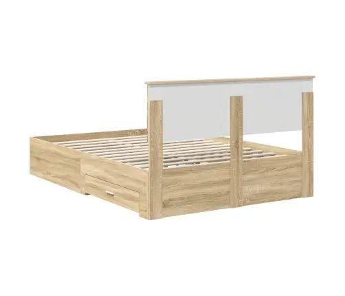 Gultas Rāmis Sonoma Ozols 140 X 200 Cm Inženierijas Koks Vidaxl