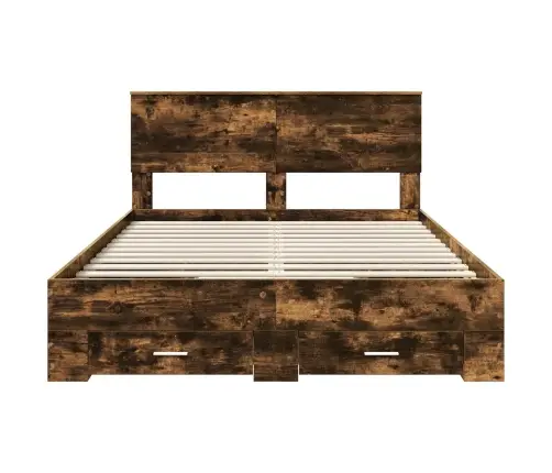 Gultas Rāmis Dūmaka Ozols 140 X 200 Cm Inženierijas Koks Vidaxl