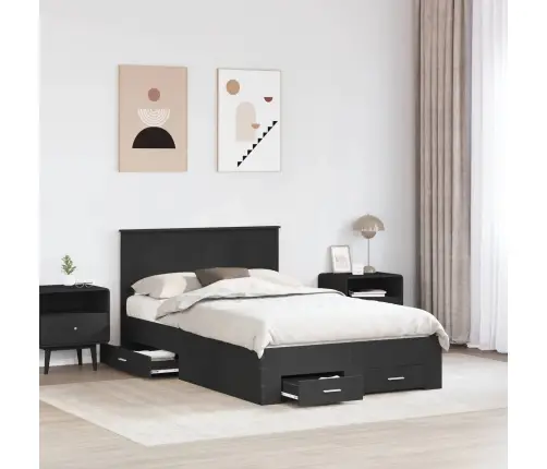 Lovos Rėmas Su Galvūgalio Juoda 135 X 190 Cm Apdirbta Mediena