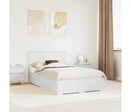 Gultas Rāmis Ar Atvilktni Balts 120 X 190 Cm Inženierijas Koks Vidaxl