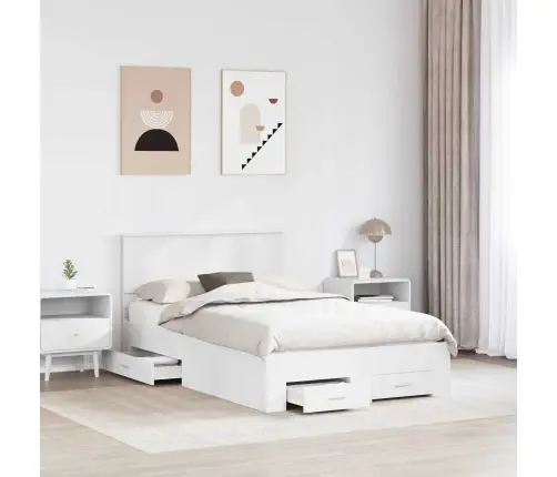 Gultas Rāmis Ar Atvilktni Balts 120 X 190 Cm Inženierijas Koks Vidaxl