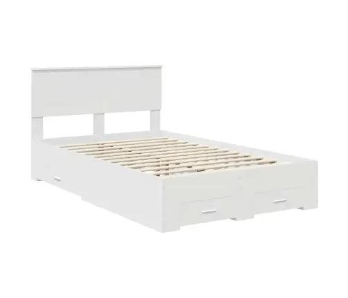 Gultas Rāmis Ar Atvilktni Balts 120 X 190 Cm Inženierijas Koks Vidaxl