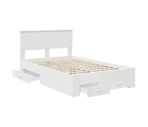 Gultas Rāmis Ar Atvilktni Balts 120 X 190 Cm Inženierijas Koks Vidaxl
