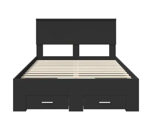 Gultas Rāmis Ar Atvilktni Melna 120 X 190 Cm Inženierijas Koks Vidaxl
