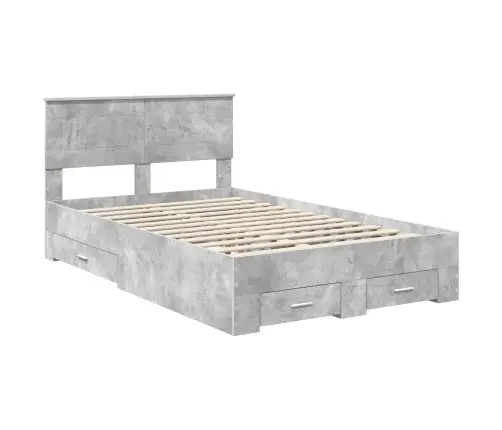 Gultas Rāmis Betona Pelēks 120 X 190 Cm Inženierijas Koks Vidaxl