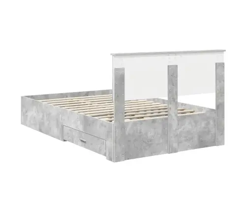 Gultas Rāmis Betona Pelēks 120 X 190 Cm Inženierijas Koks Vidaxl