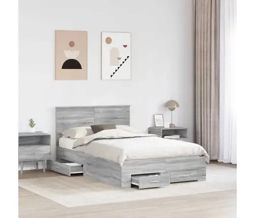 Voodi Raam Peaga Sahtliga Hall Sonoma 120 X 190 Cm Tehispuit