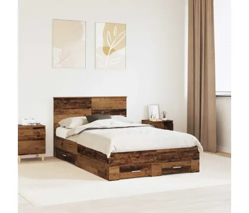 Gultas Rāmis Vecs Koks 120 X 190 Cm Inženierijas Koks Vidaxl