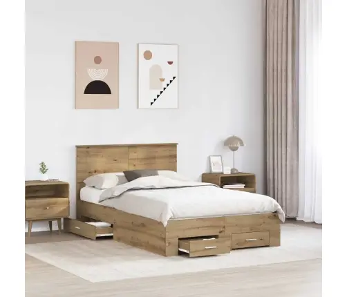 Gultas Rāmis Artisānā Ozols 120 X 190 Cm Inženierijas Koks Vidaxl