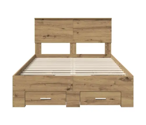 Gultas Rāmis Artisānā Ozols 120 X 190 Cm Inženierijas Koks Vidaxl