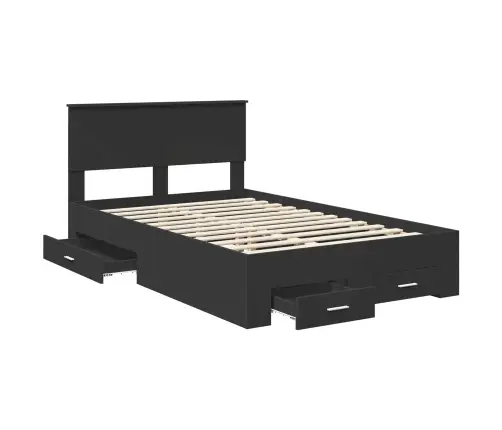Gultas Rāmis Ar Atvilktni Melna 120 X 200 Cm Inženierijas Koks Vidaxl