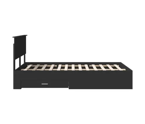 Gultas Rāmis Ar Atvilktni Melna 120 X 200 Cm Inženierijas Koks Vidaxl