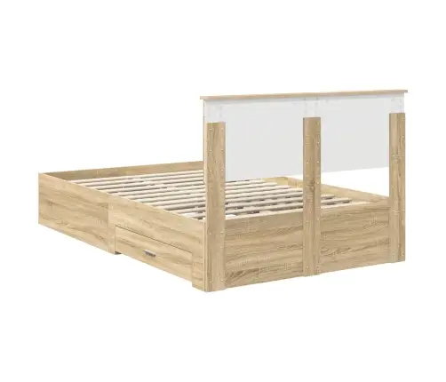 Voodi Raam Peaga Sahtliga Sonoma Tamm 120 X 200 Cm Tehispuit