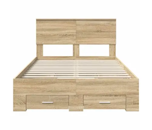 Voodi Raam Peaga Sahtliga Sonoma Tamm 120 X 200 Cm Tehispuit