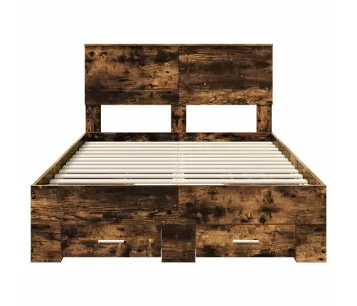 Gultas Rāmis Dūmaka Ozols 120 X 200 Cm Inženierijas Koks Vidaxl