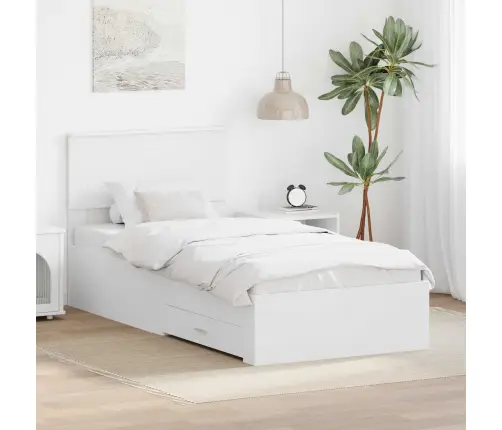 Lovos Rėmas Su Galvūgalio Balta 100 X 200 Cm Apdirbta Mediena