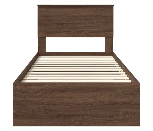 Gultas Rāmis Ar Atvilktni Brūnais Ozols Un Sudrabs 100 X 200 Cm Vidaxl