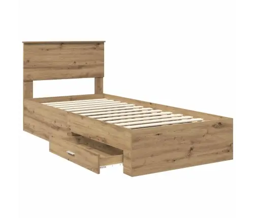 Gultas Rāmis Artisānā Ozols 100 X 200 Cm Inženierijas Koks Vidaxl