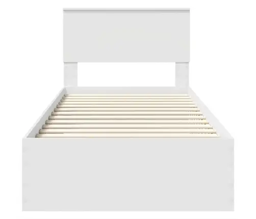 Voodi Raam Peaga Sahtliga Valge 90 X 190 Cm Tehispuit