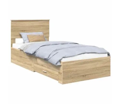 Gultas Rāmis Sonoma Ozols 90 X 190 Cm Inženierijas Koks Vidaxl