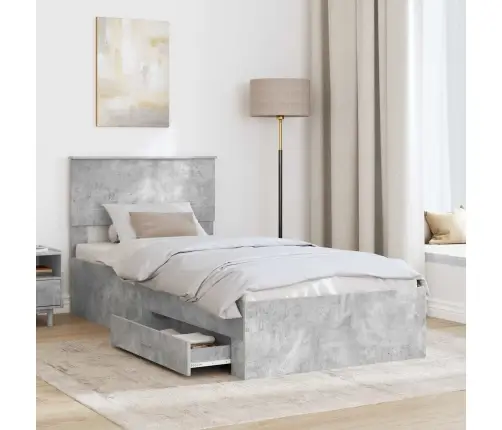 Voodi Raam Peaga Sahtliga Betoonhall 90 X 190 Cm Tehispuit