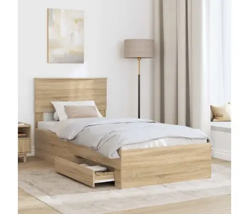 Gultas Rāmis Sonoma Ozols 90 X 200 Cm Inženierijas Koks Vidaxl