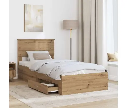 Gultas Rāmis Artisānā Ozols 90 X 200 Cm Inženierijas Koks Vidaxl