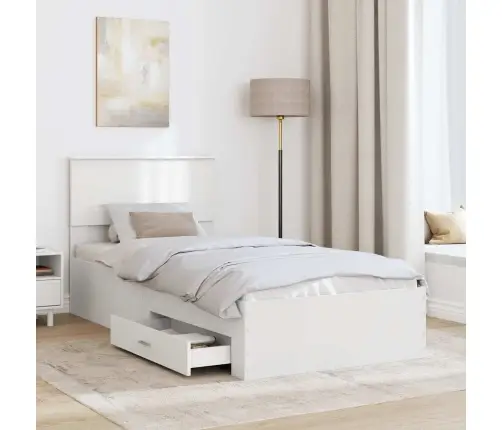 Gultas Rāmis Balts Un Sudrabs 75 X 190 Cm Inženierijas Koks Vidaxl