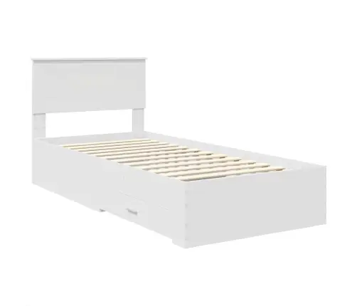 Gultas Rāmis Balts Un Sudrabs 75 X 190 Cm Inženierijas Koks Vidaxl