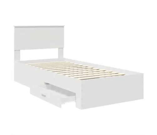 Gultas Rāmis Balts Un Sudrabs 75 X 190 Cm Inženierijas Koks Vidaxl