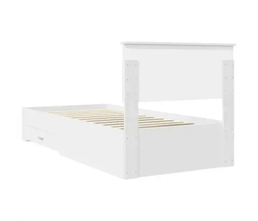 Gultas Rāmis Balts Un Sudrabs 75 X 190 Cm Inženierijas Koks Vidaxl