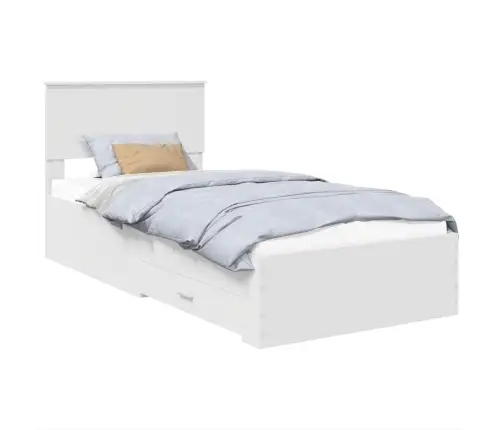 Gultas Rāmis Balts Un Sudrabs 75 X 190 Cm Inženierijas Koks Vidaxl