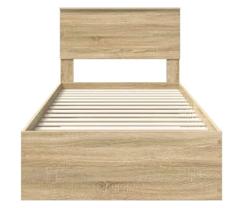 Gultas Rāmis Ar Atvilktni Sonoma Ozols Un Sudrabs 75 X 190 Cm Vidaxl