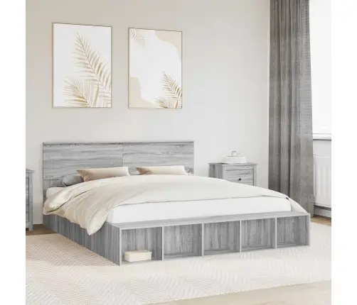 Lovos Rėmas Pilkas Sonoma 200 X 200 Cm Apdirbta Mediena