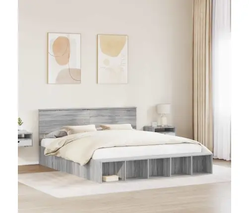 Lovos Rėmas Pilkas Sonoma 200 X 200 Cm Apdirbta Mediena