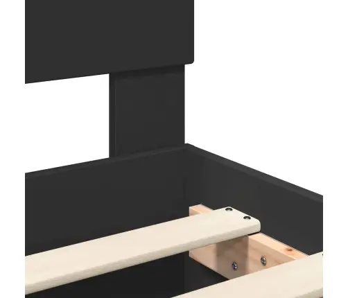 Gultas Rāmis Ar Plauktu Melna 150 X 200 Cm Inženierijas Koks Vidaxl