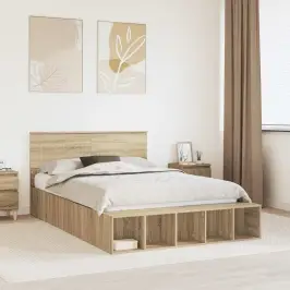 Gultas Rāmis Sonoma Ozols 140 X 190 Cm Inženierijas Koks Vidaxl