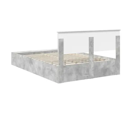 Gultas Rāmis Betona Pelēks 140 X 190 Cm Inženierijas Koks Vidaxl